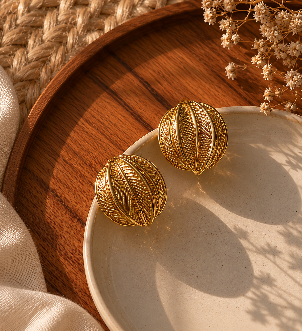 Golden Leaf Studs