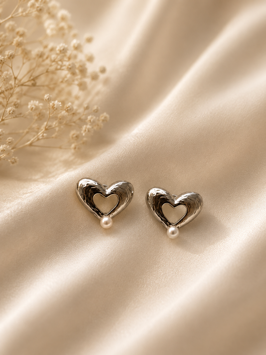 Pearl Heart Studs