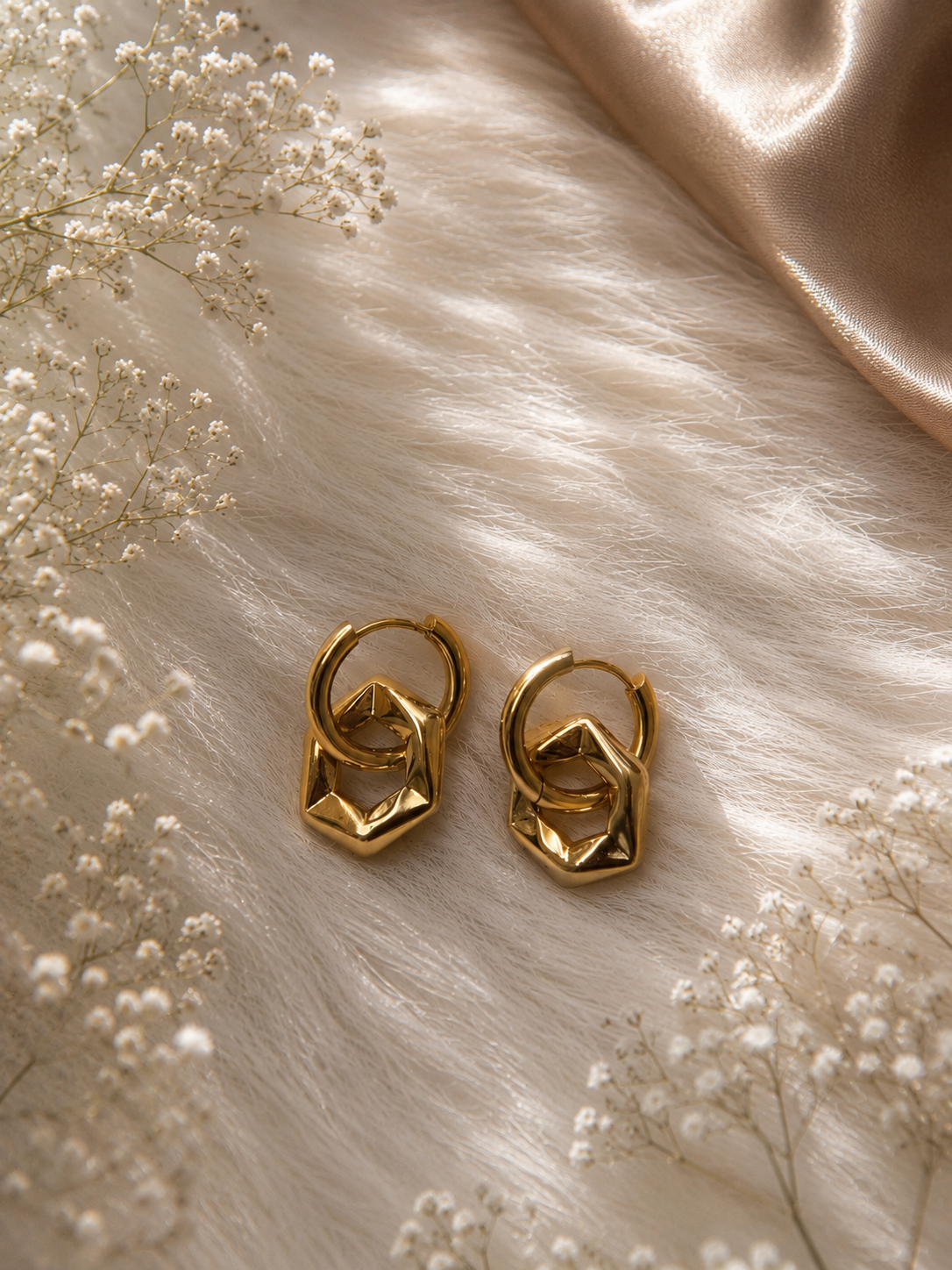 Golden Hex Hoops